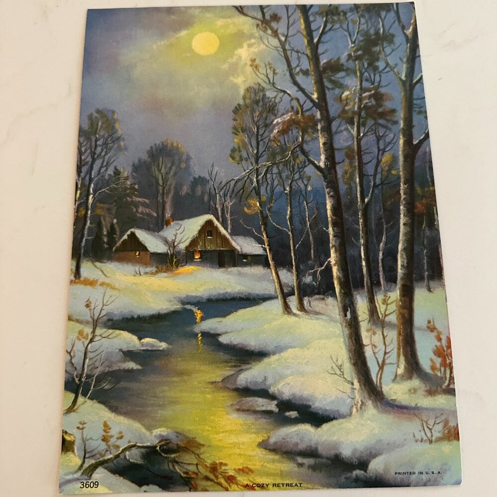 Vintage Calendar Art Print Titled "A Cozy Retreat"
